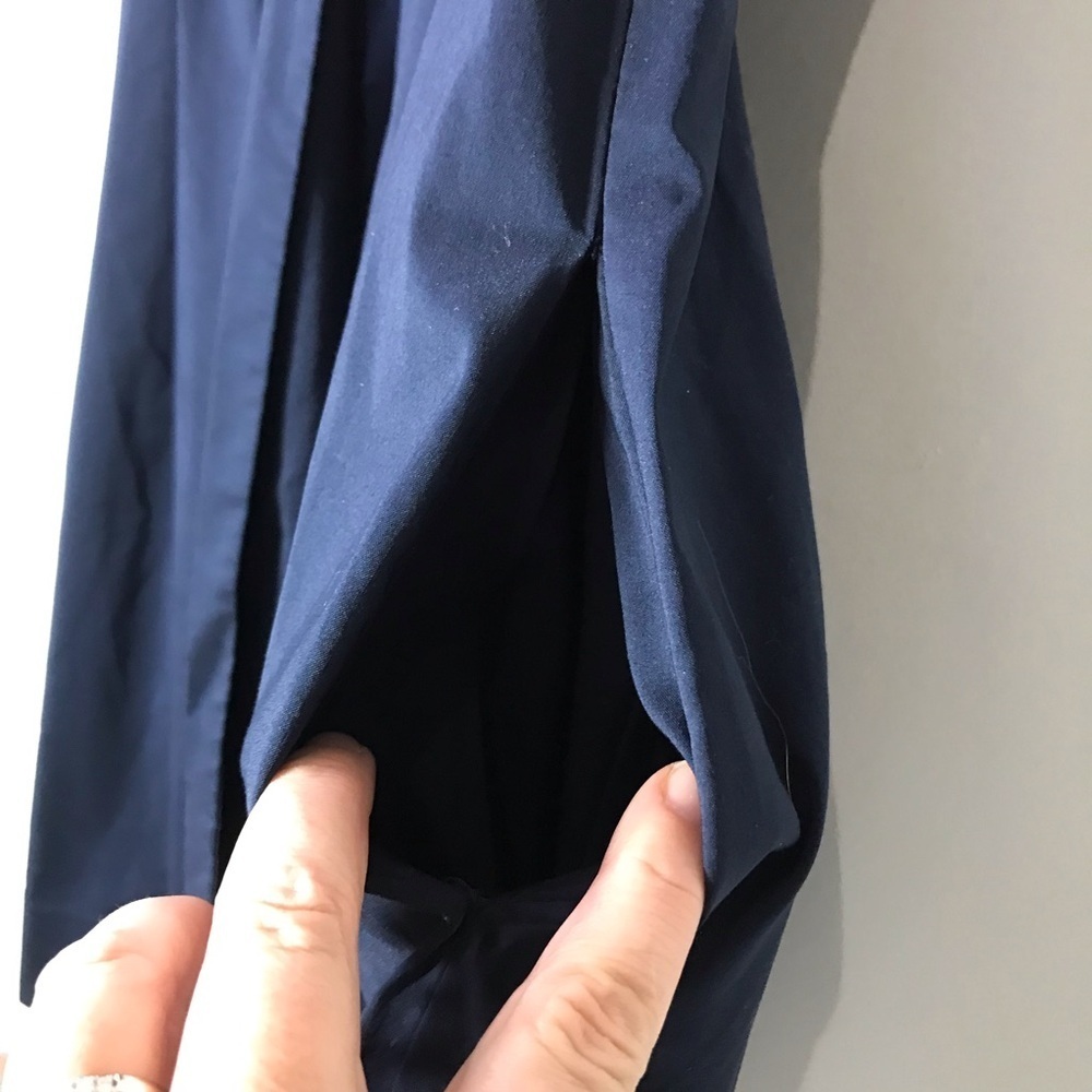 Diane Von Furstenberg Faux Wrap Navy Fit And Flare V-Neck Waist Belt Dress 2 - Picture 6 of 11